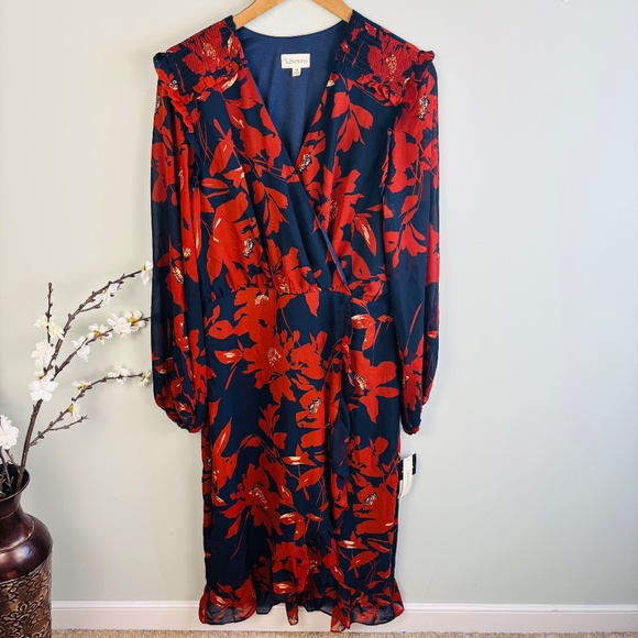 52 Seven Floral Faux Wrap Dress NWT Size 18 - Picture 3 of 5